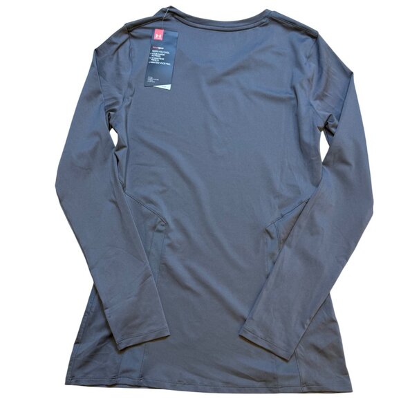 Under Armour Womens Long Sleeve V-Neck Shirt Gray HeatGear Lightweight Stretch M - Picture 2 of 4